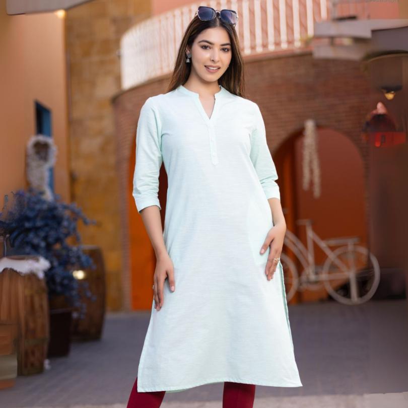 Classic Mint 100% Premium Cotton Long Kurta - Long kurta