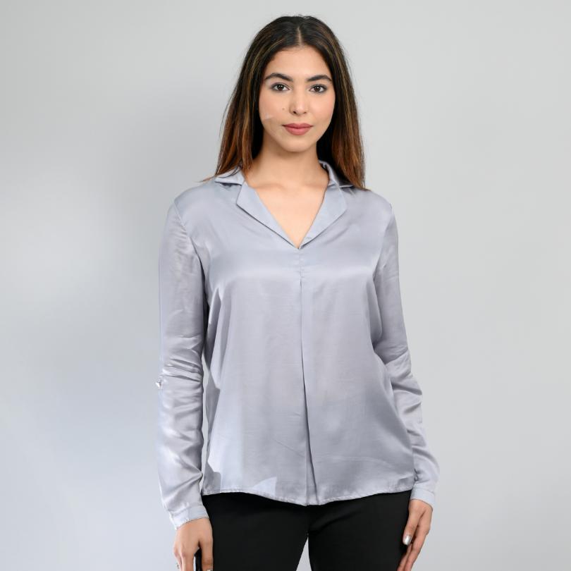 Cloud bemberg satin shirt top - satin shirt