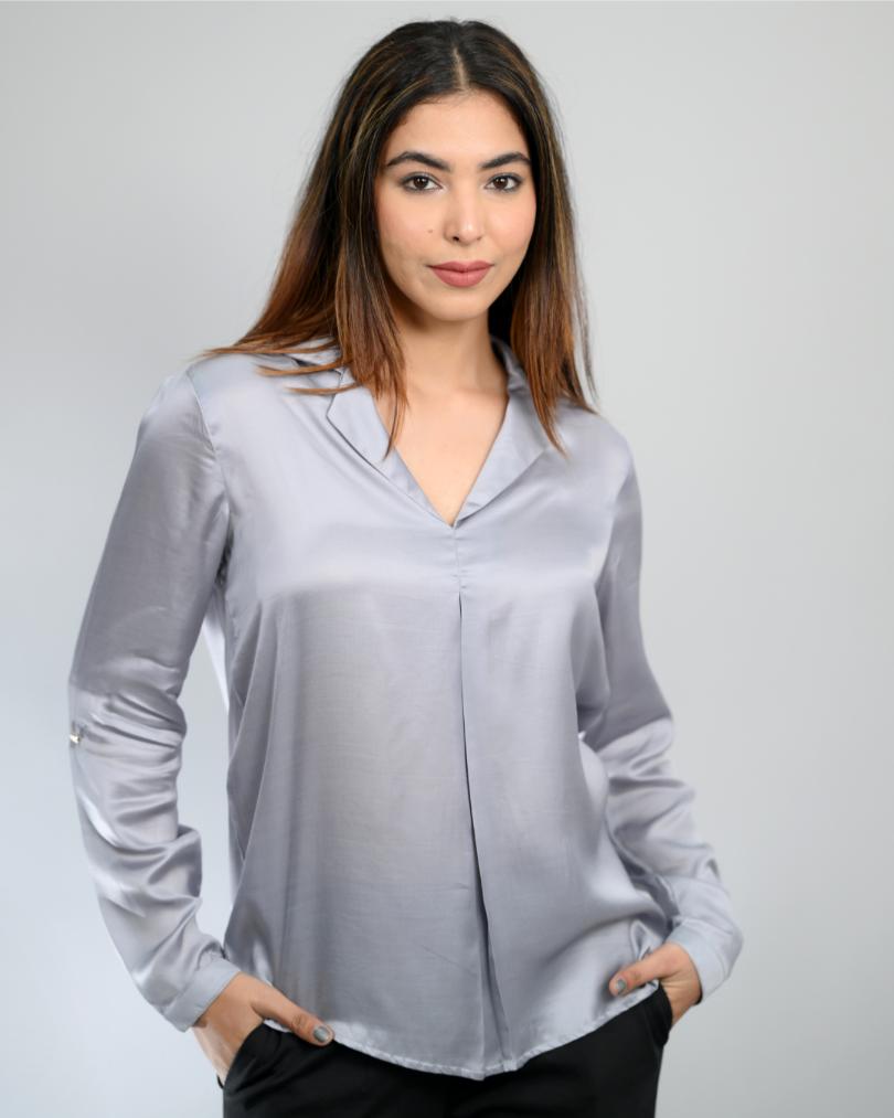 Cloud satin shirt -satin shirt