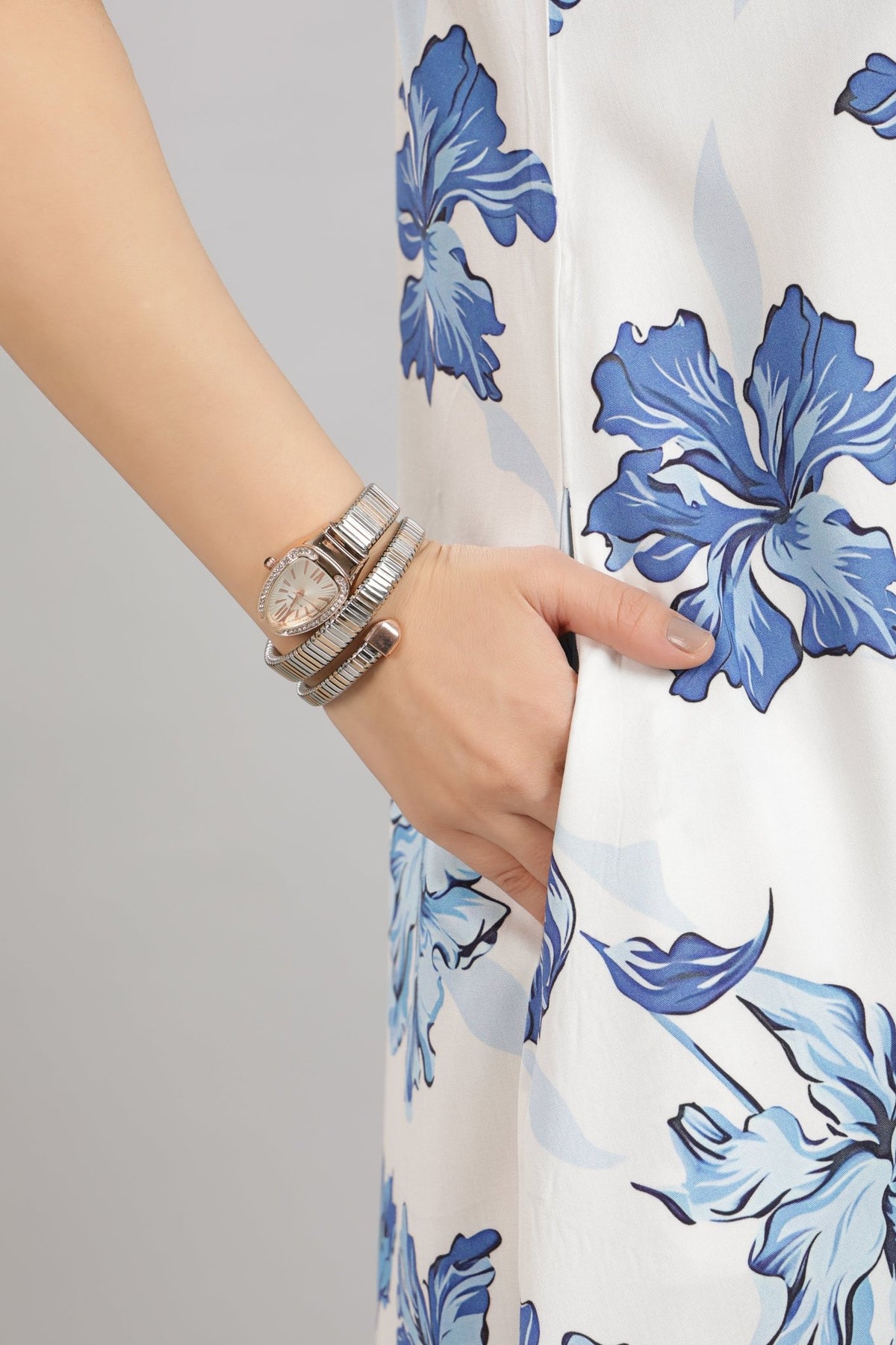 Coastal Blue Rayon Printed Flare Dress [100% pure rayon] -Cotton midi dress