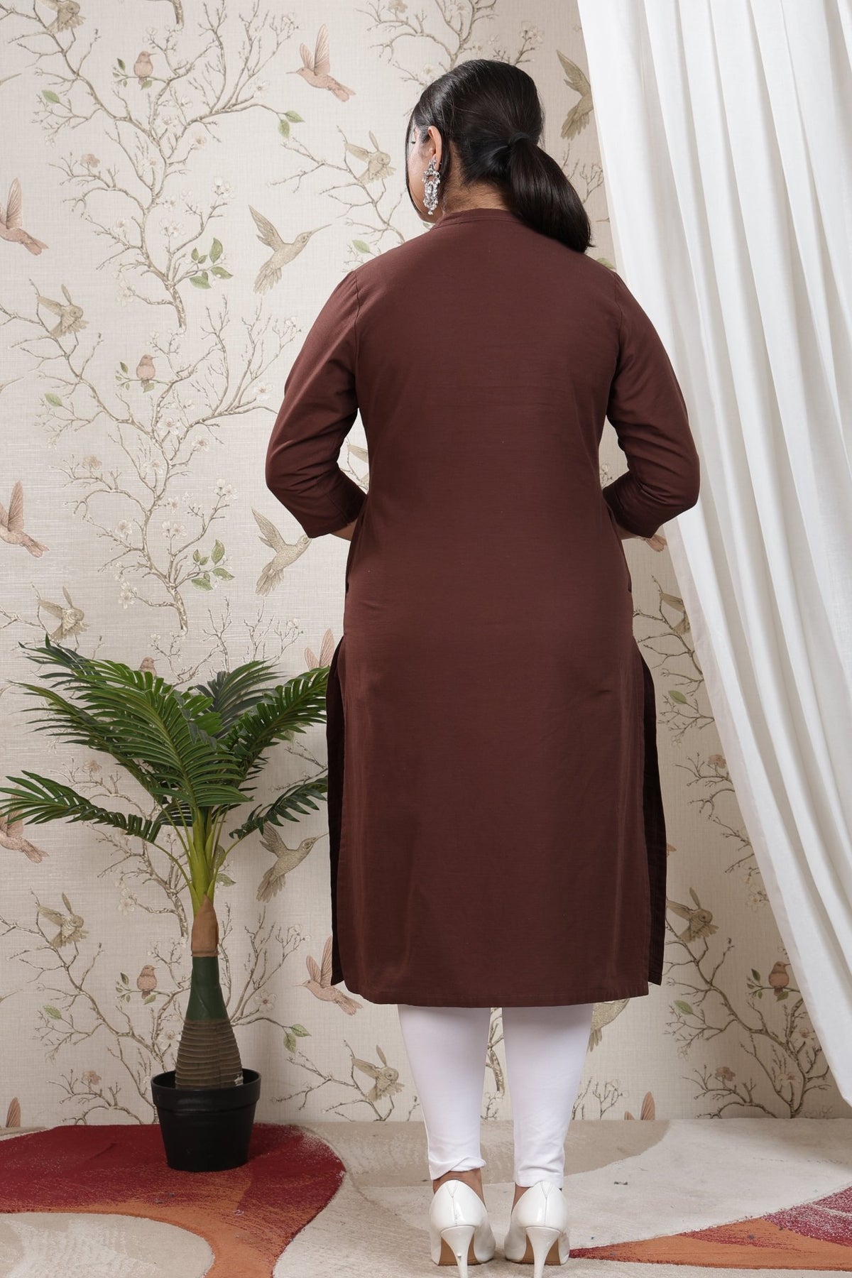 Coffee Bean 100% Premium Cotton Long Kurta -Long kurta