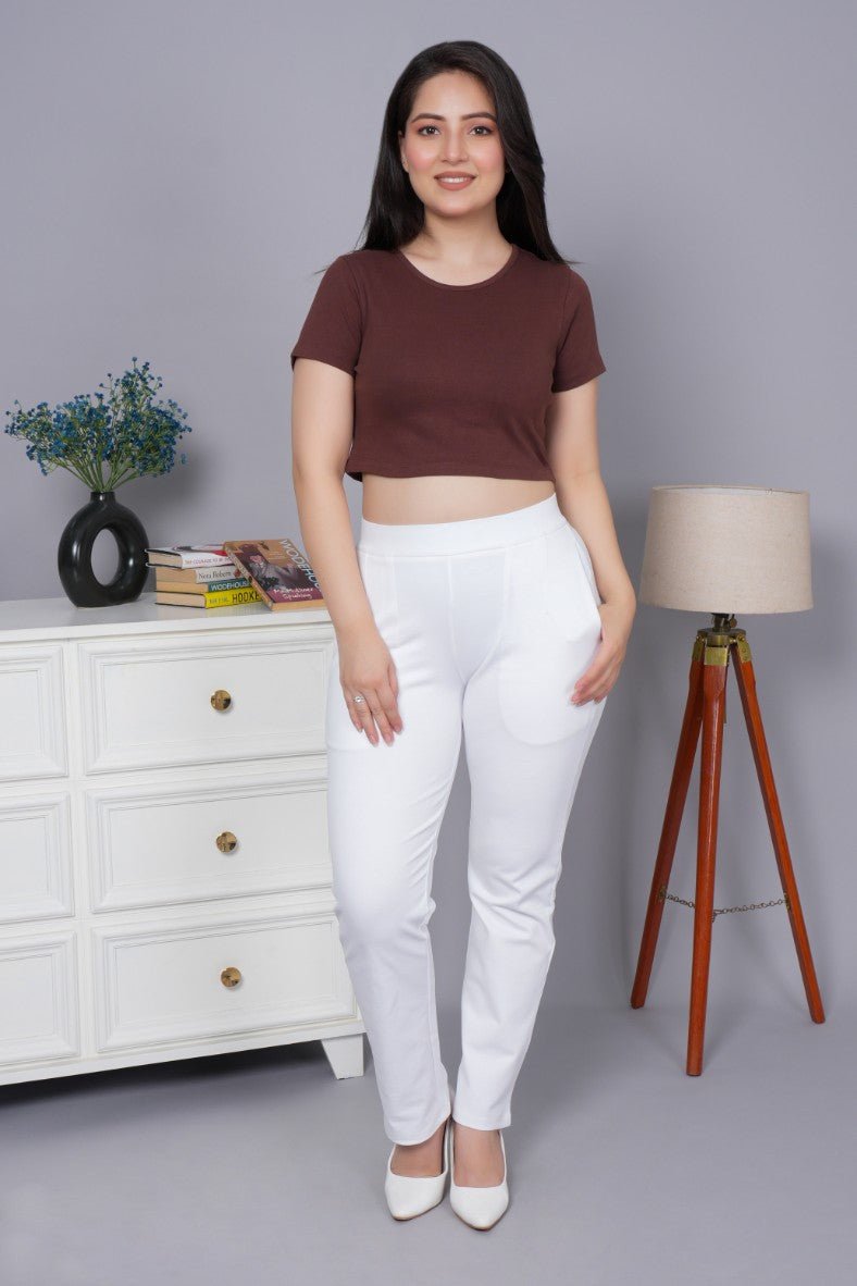 Coffee Bean Rib Crop T Shirt [ 100% USA HQ Cotton, 280 GSM non transparent fabric ] - Rib crop t shirt