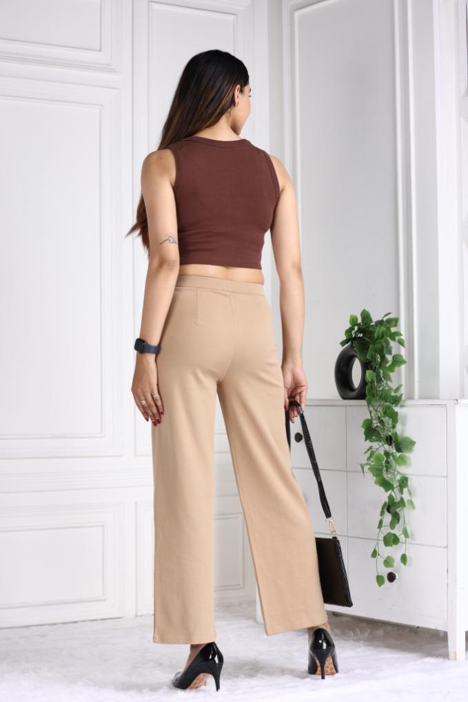 Coffee Bean Rib Crop Vest [ 100% USA HQ Cotton, 280 GSM non transparent fabric ] - Rib crop vest