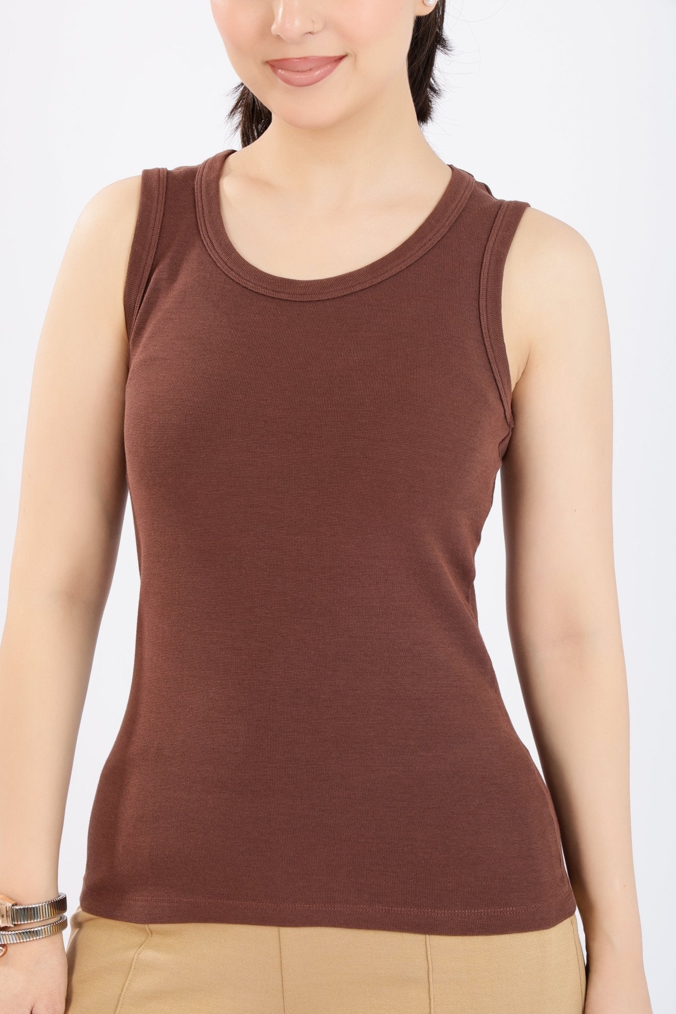 Coffee Bean Rib Top [280 GSM non transparent fabric ] -Rib top