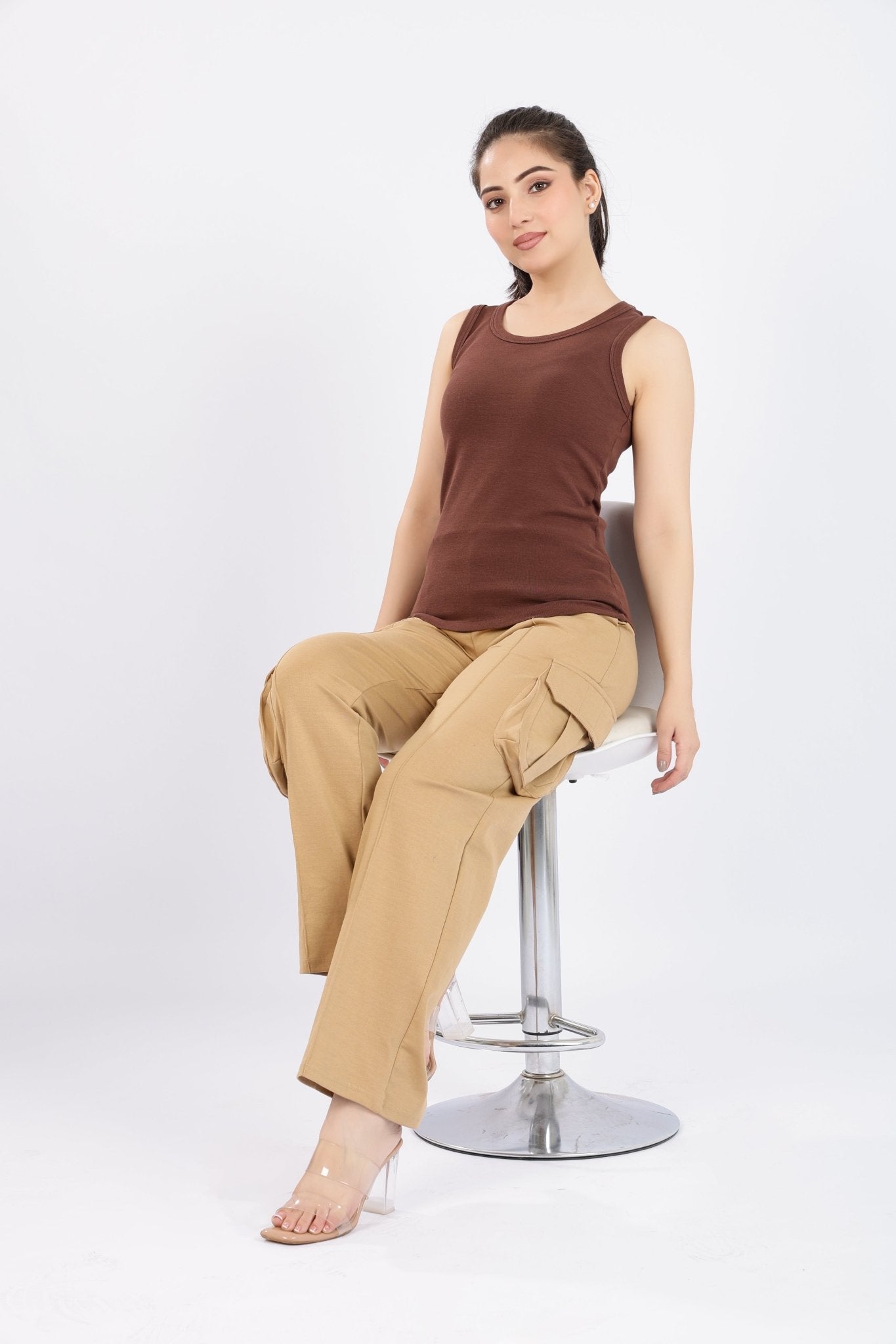 Coffee Bean Rib Top [280 GSM non transparent fabric ] -Rib top