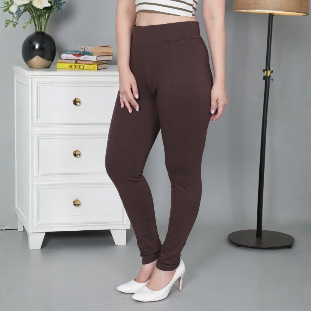 Coffee bean stretchable biowash USA HQ cotton jegging pant with superior elastic belt. - Milano jegging pants