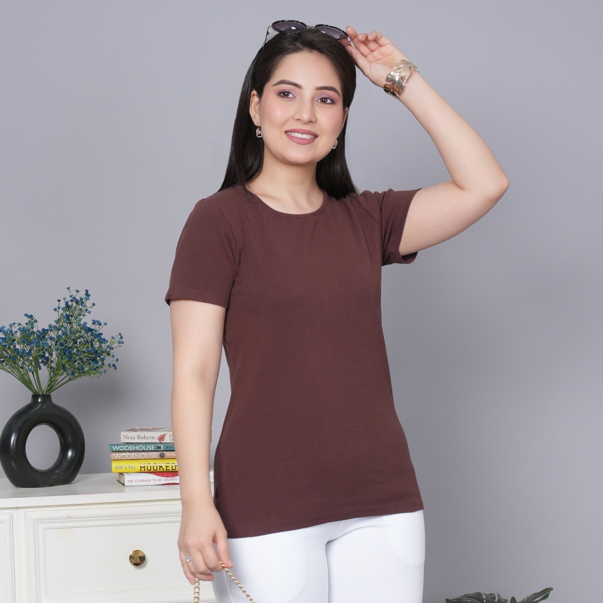 Coffee Bean Stretchable Rib T Shirt [ 100% USA HQ Cotton, 280 GSM non transparent fabric ] - Rib t shirt