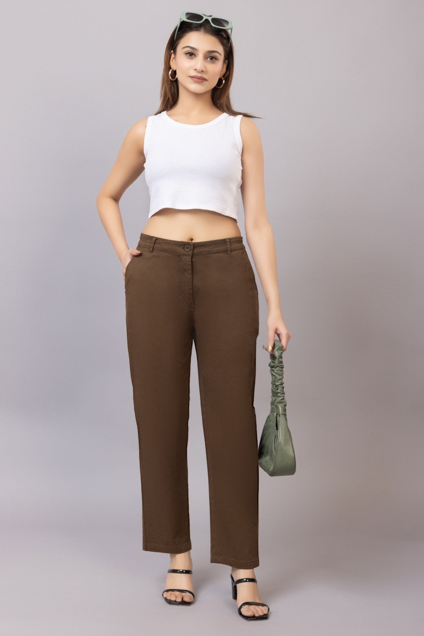 Coffee chinos pants with extra comfort. [100% USA HQ Cotton Lycra] - Chinos