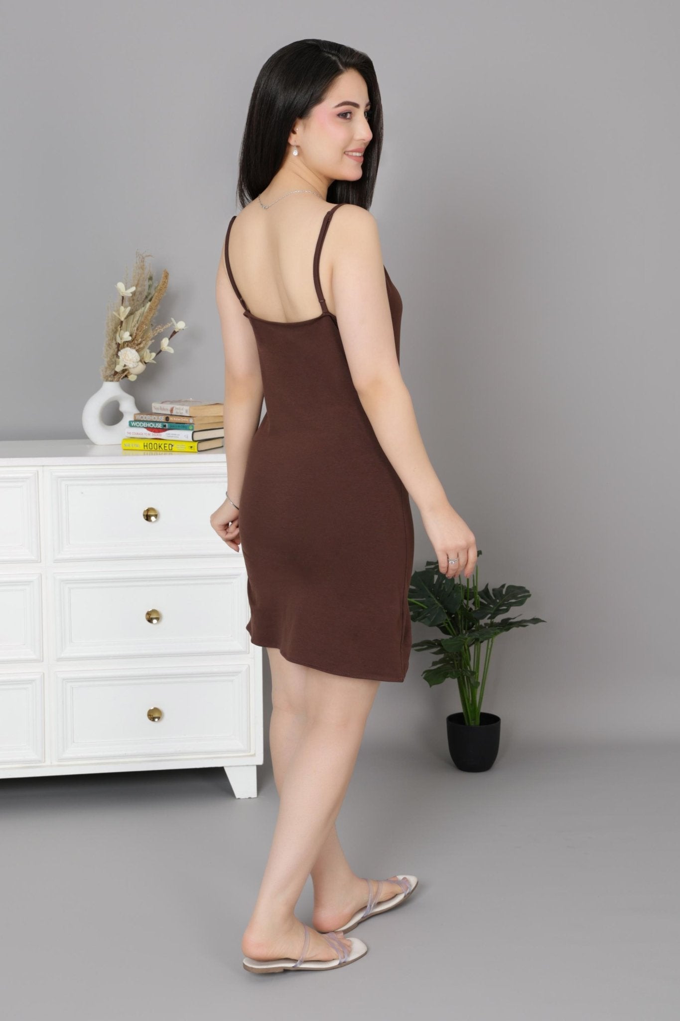 Coffee Cotton Kurti Slips [100% Cotton spandex] - Cotton kurti slips