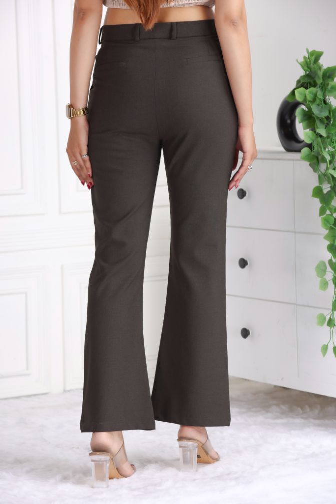 Coffee formal flare pants with spandex [Bootcut flare] - Formal flare pants