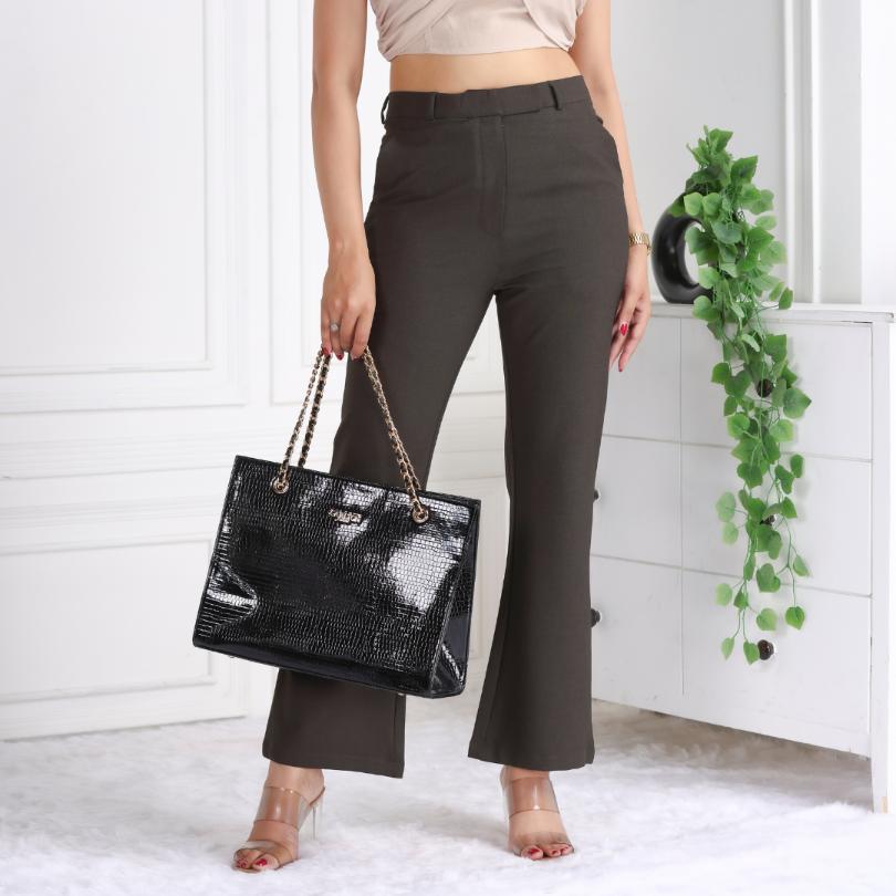 Coffee formal flare pants with spandex [Bootcut flare] - Formal flare pants