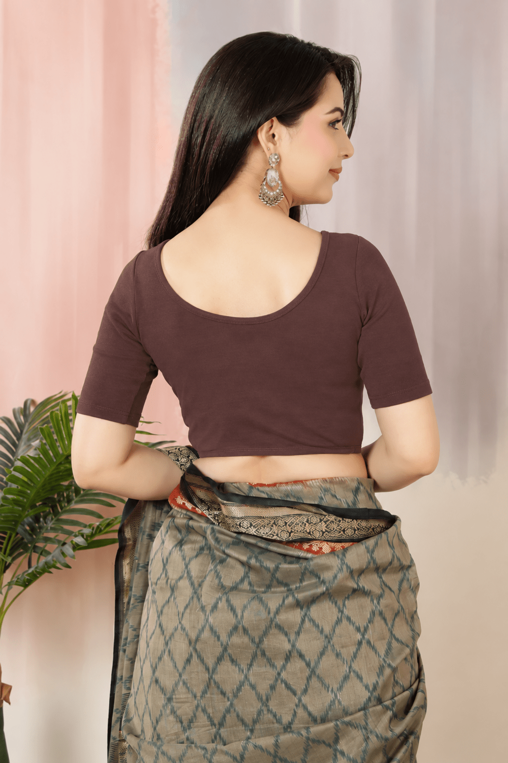 Coffee Rib Blouse [ 100% USA HQ Cotton, 280 GSM non transparent fabric ] -Rib blouse