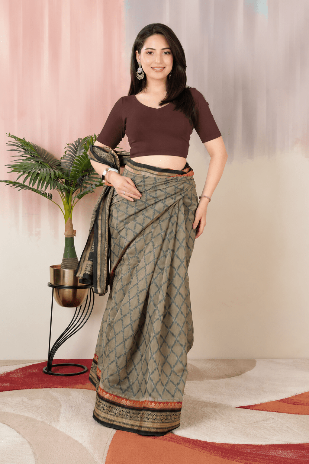 Coffee Rib Blouse [ 100% USA HQ Cotton, 280 GSM non transparent fabric ] -Rib blouse