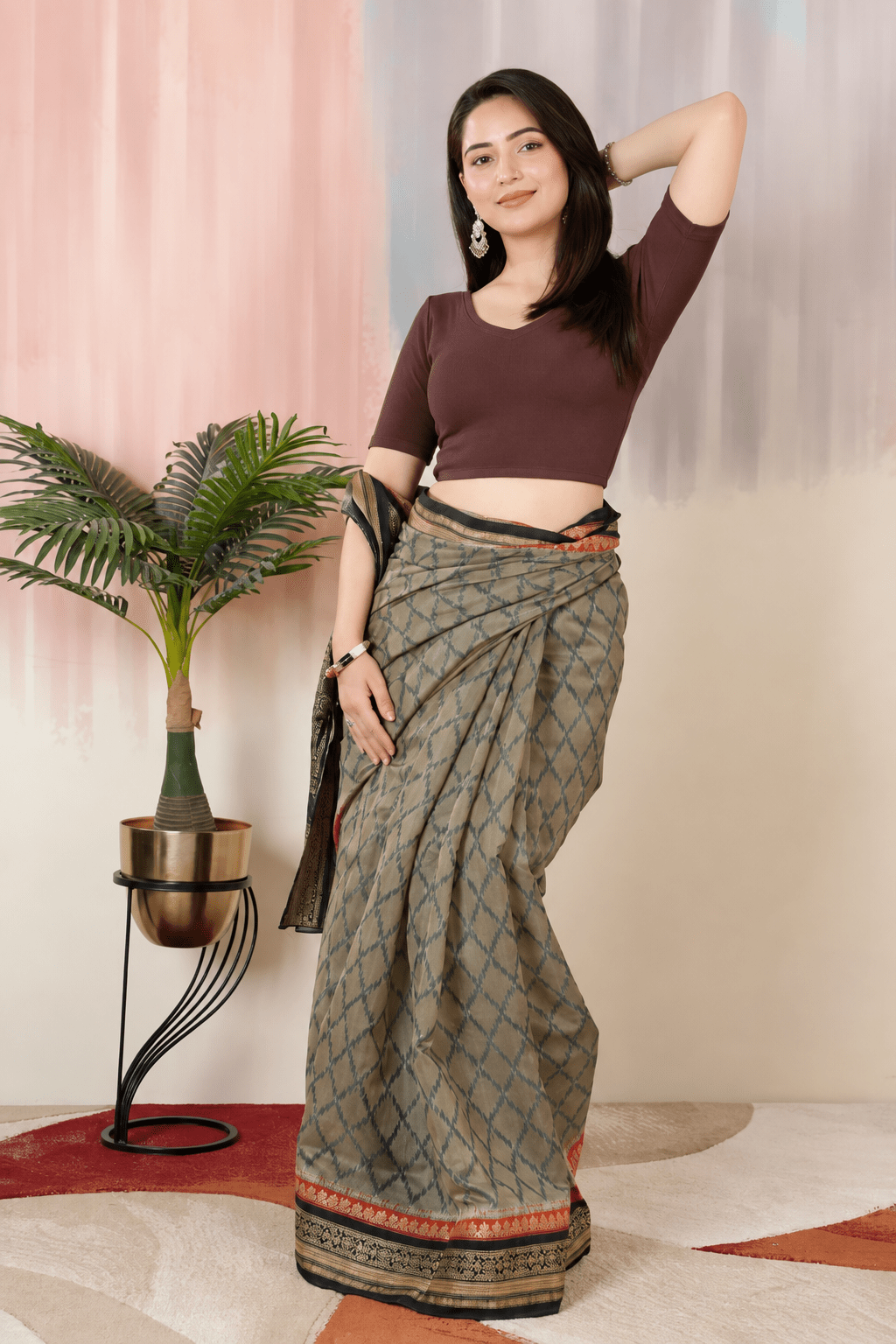 Coffee Rib Blouse [ 100% USA HQ Cotton, 280 GSM non transparent fabric ] -Rib blouse