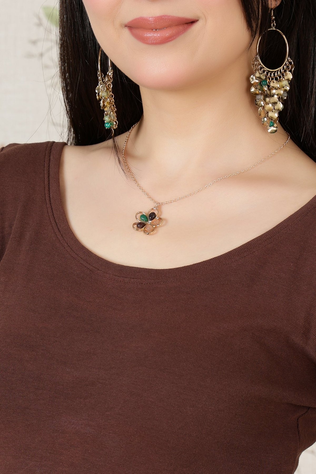 Coffee Rib Roundneck Half Sleeve Blouse [ 100% USA HQ Cotton, 280 GSM non transparent fabric ] -Rib blouse