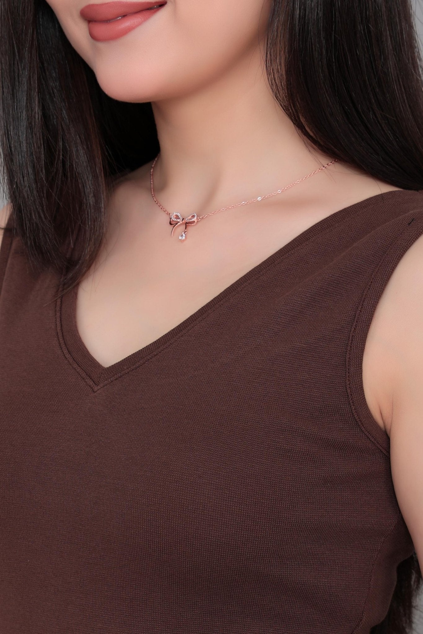 Coffee Rib V Neck Sleeveless Blouse [ 100% USA HQ Cotton, 280 GSM non transparent fabric ] -Rib blouse