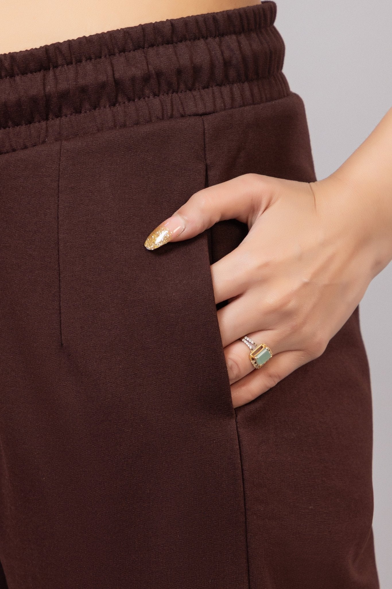 Coffee winter warm straight fit pants - Winter straight pant