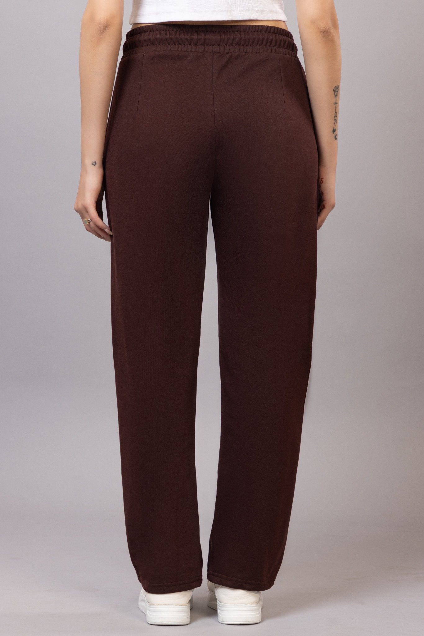 Coffee winter warm straight fit pants - Winter straight pant