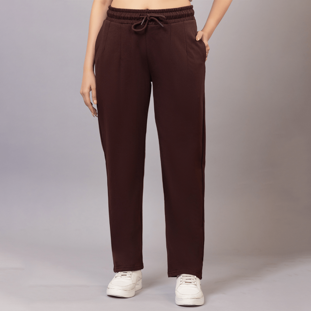 Coffee winter warm straight fit pants - Winter straight pant