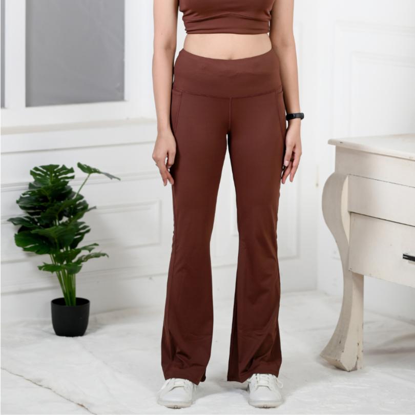 Dark Brown Active Flare Pants - Active flare pants