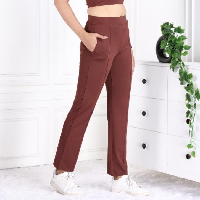 Dark Brown Active Yoga Pant Straight fit - Active cigarette pencil pants