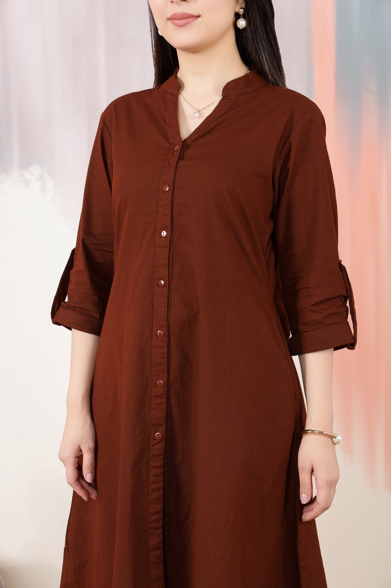 Dark Coffee Planket A Line Kurta [100% pure cotton] -planket a line kurta