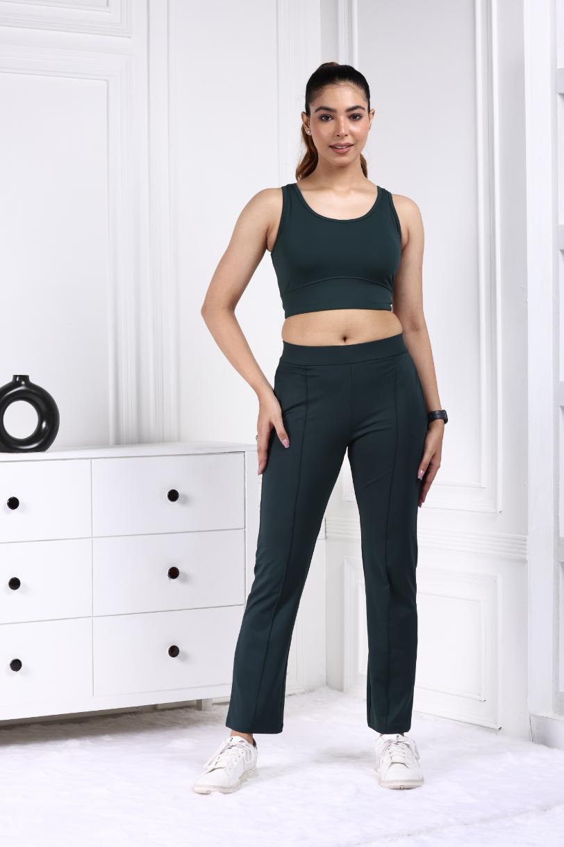 Dark Green Active Yoga Pant Straight fit - Active cigarette pencil pants