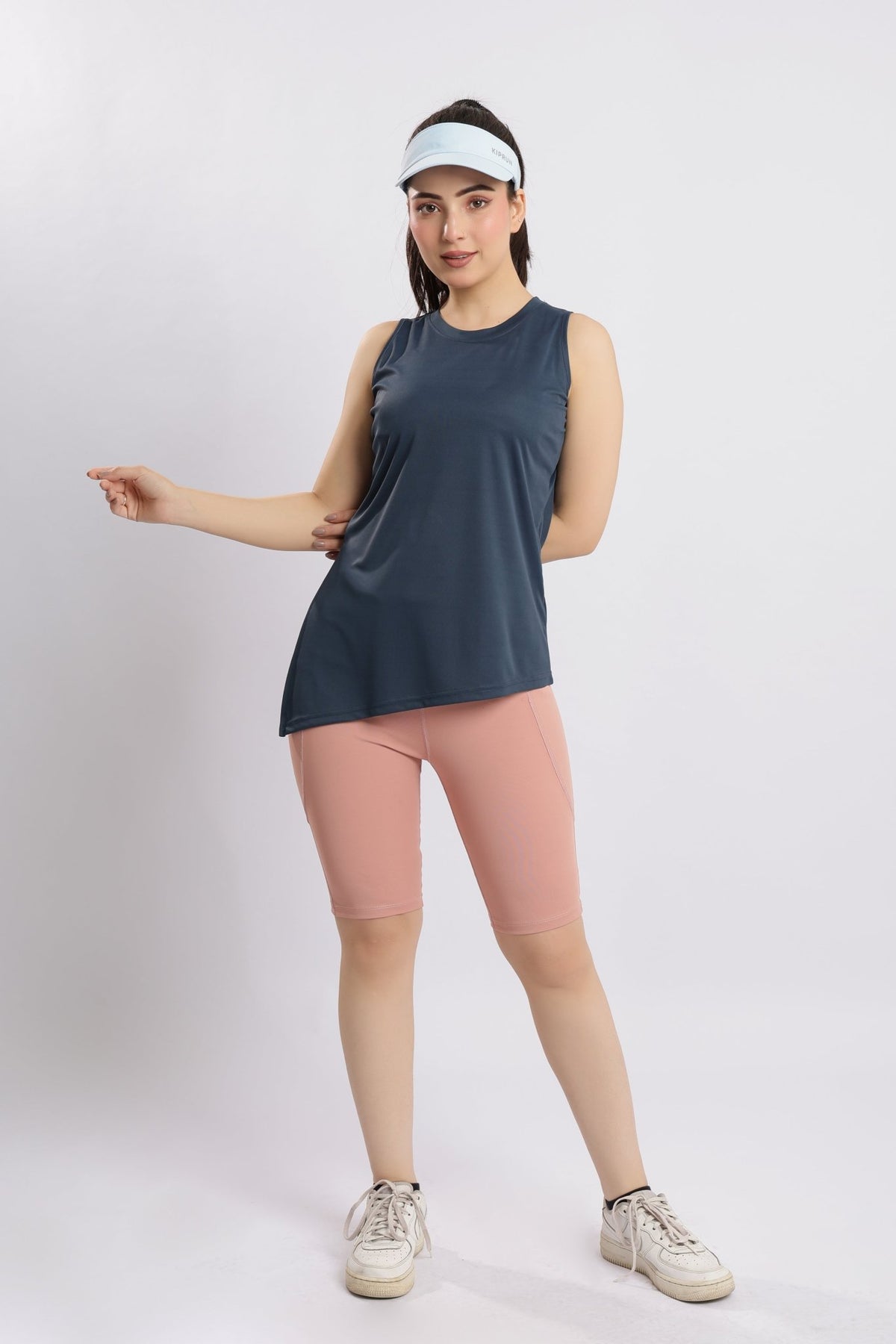 Dark grey active drape flow vest -Active drape flow vest