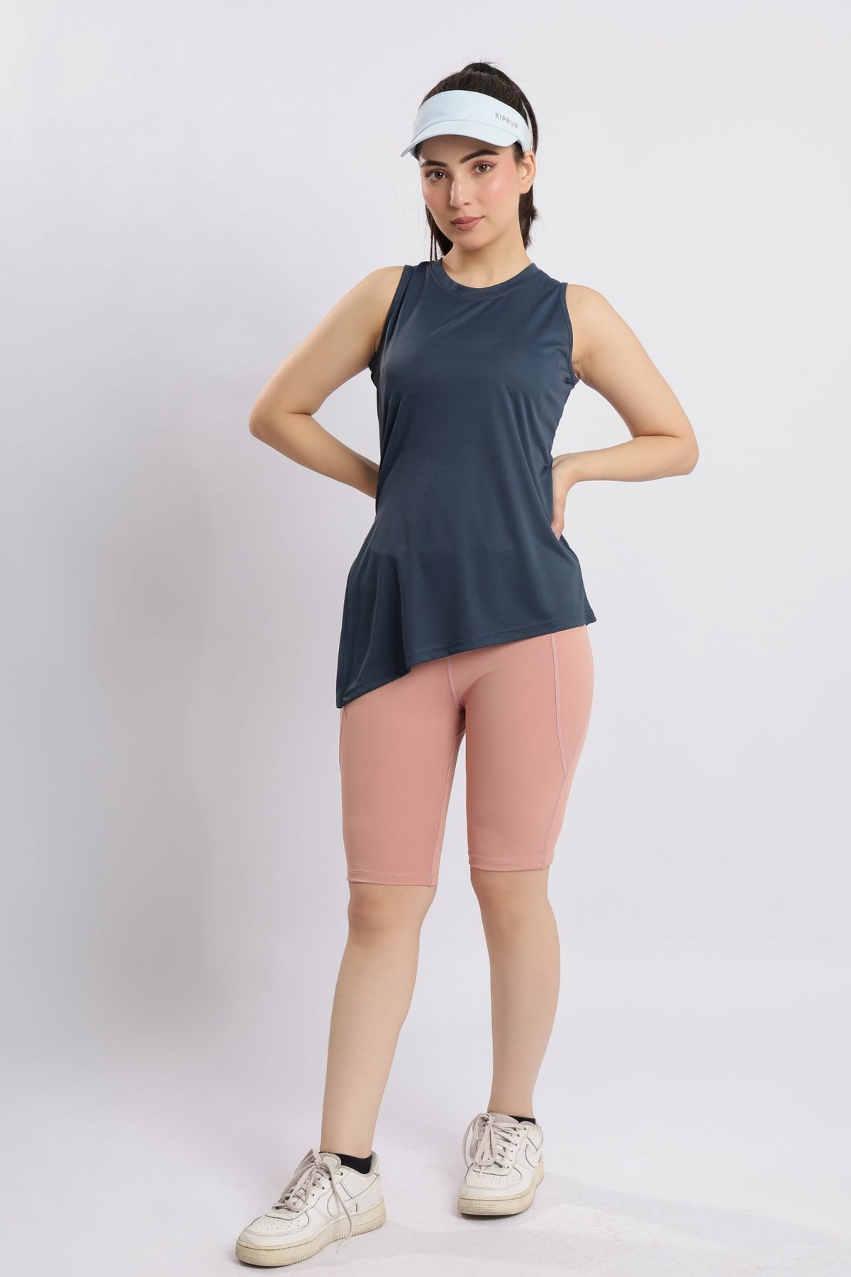 Dark grey active drape flow vest -Active drape flow vest