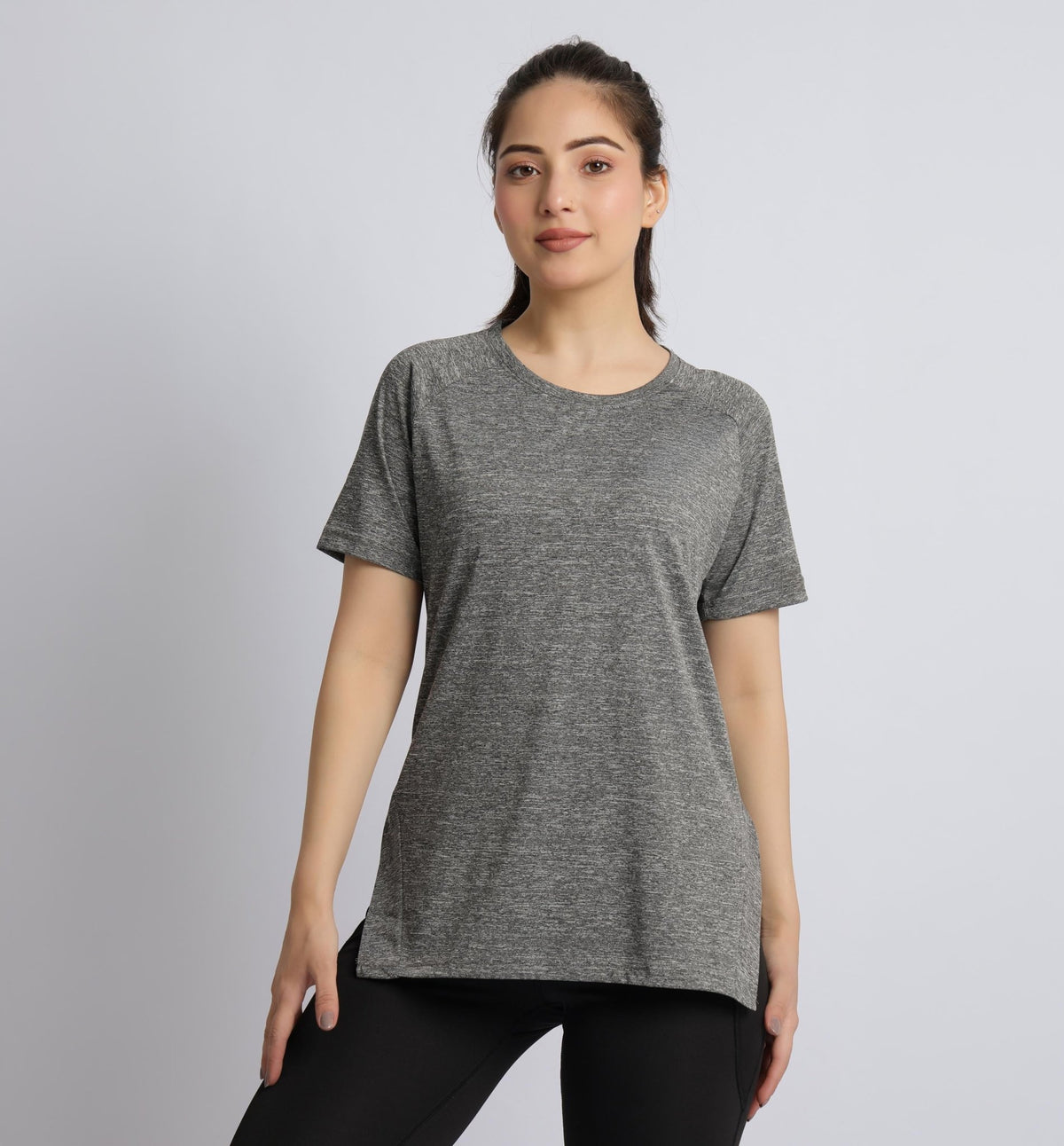 Dark grey melange active regular tshirt -Active regular tshirt