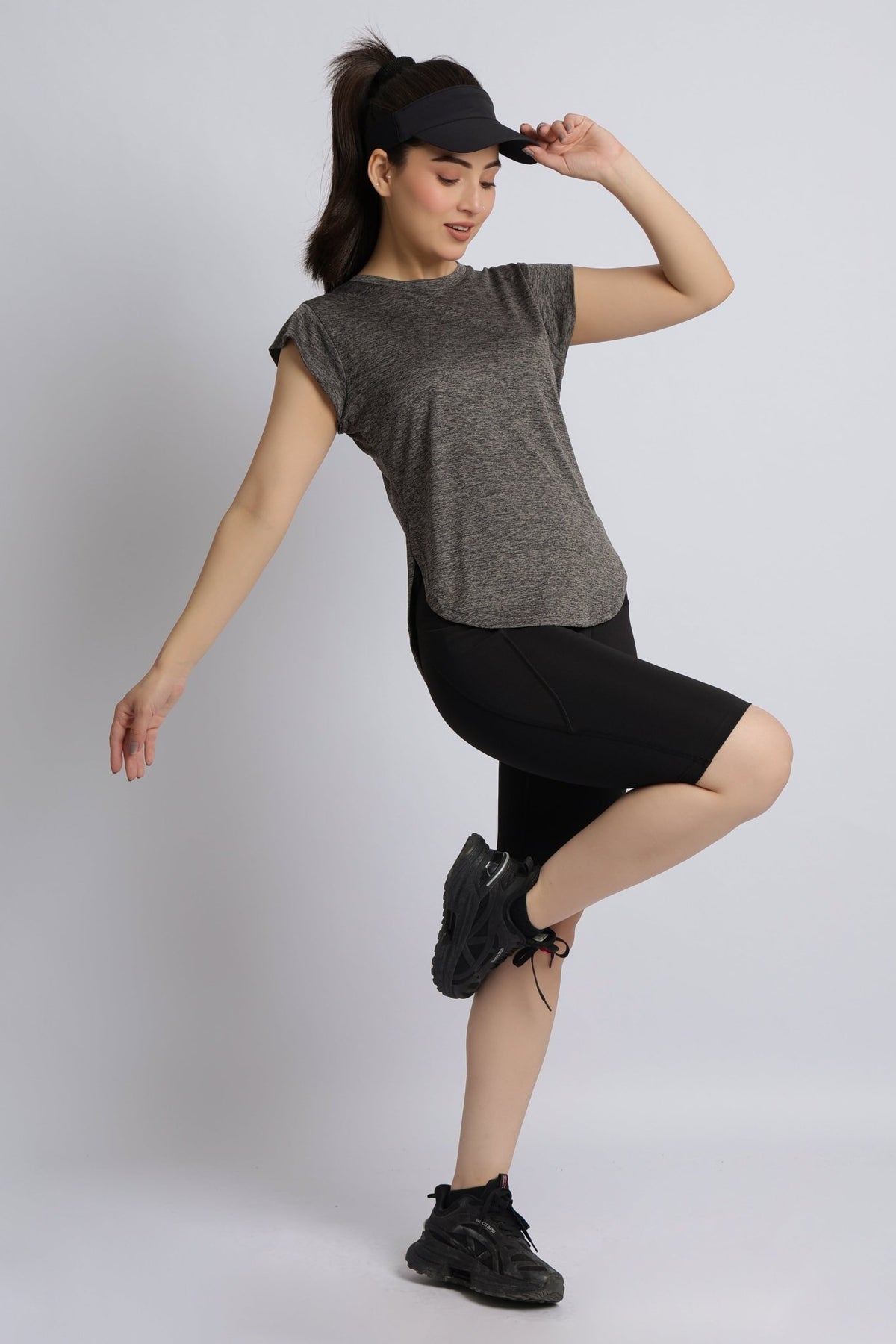 Dark grey melange active style tshirt -Active style tshirt