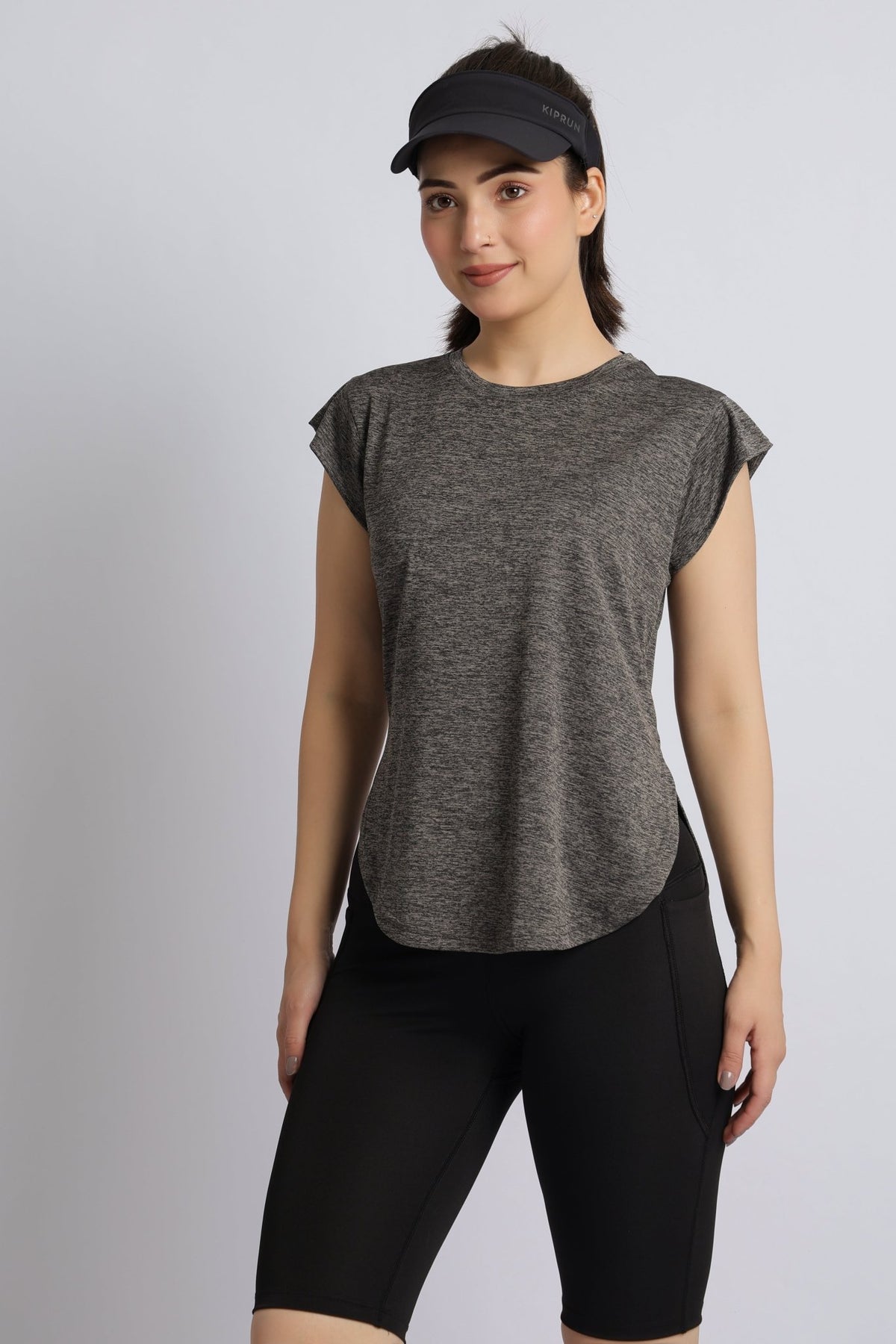 Dark grey melange active style tshirt -Active style tshirt