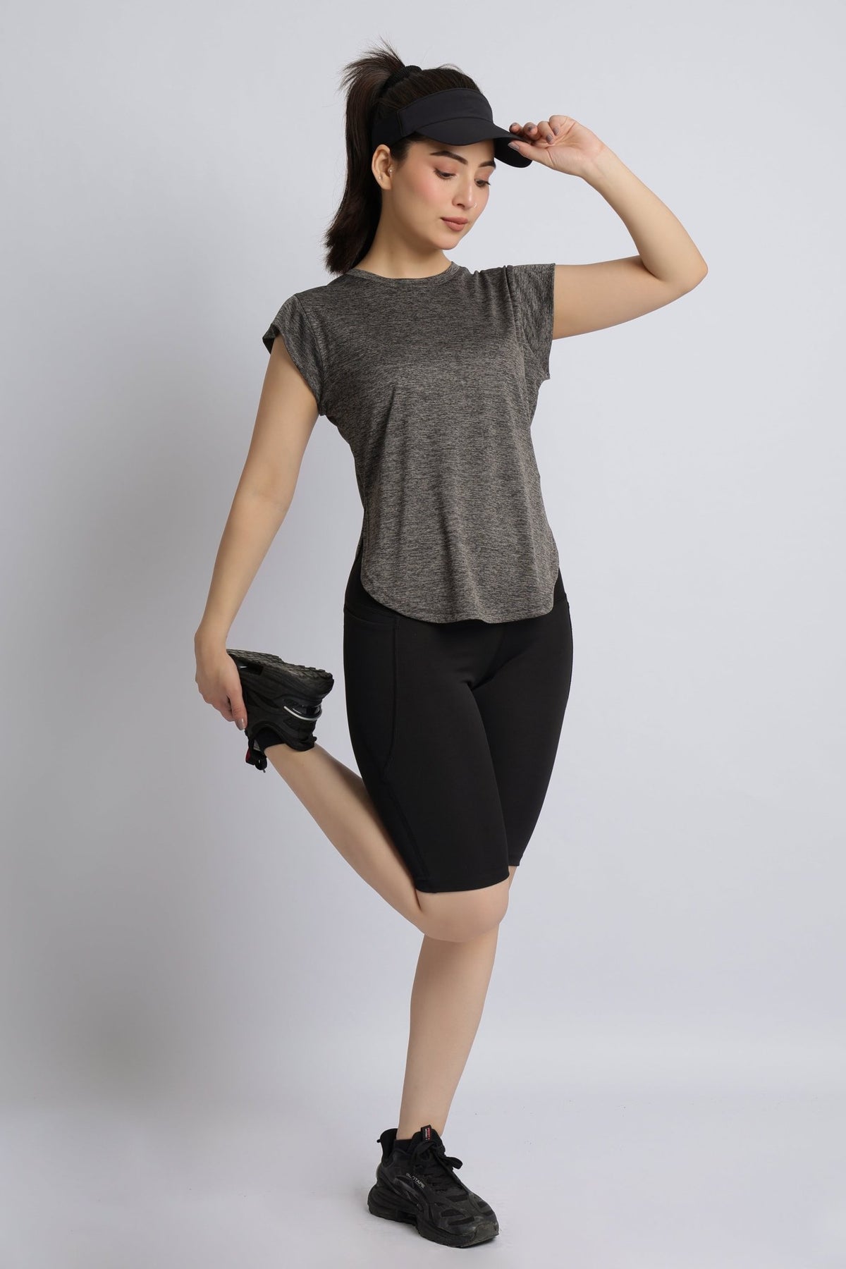 Dark grey melange active style tshirt -Active style tshirt