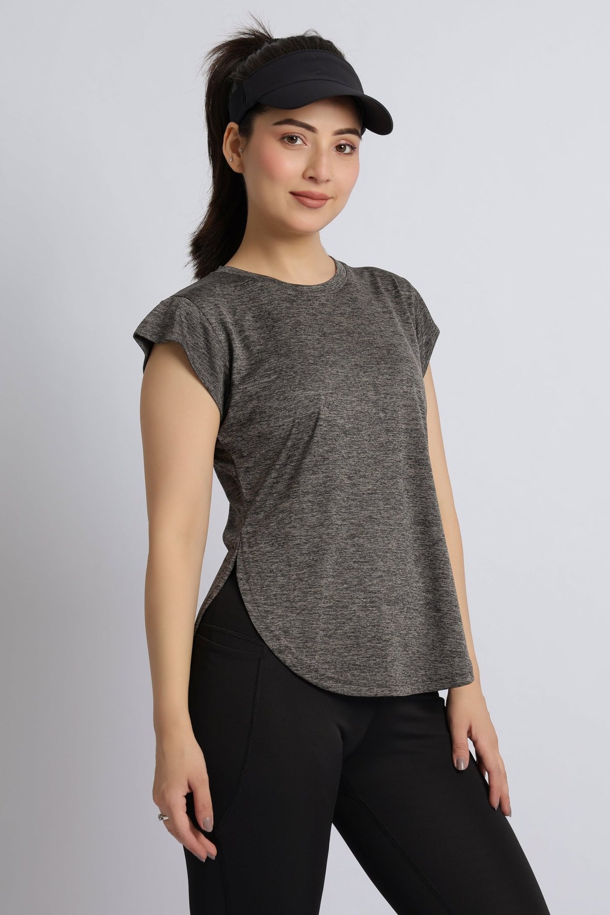 Dark grey melange active style tshirt -Active style tshirt