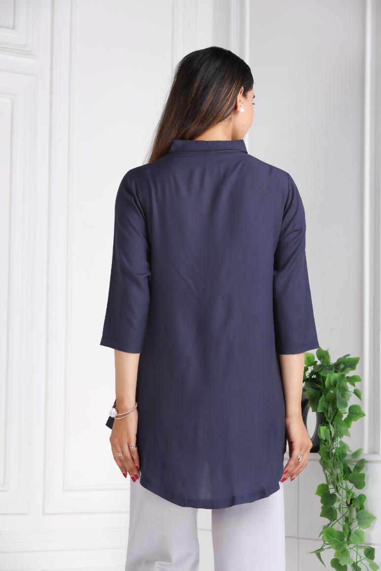 Dark grey rayon flare top [ 100% Rayon, Liva Certified ] - Rayon flare top