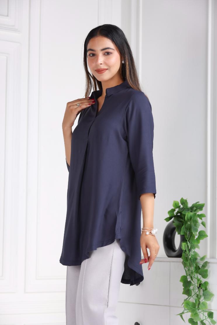 Dark grey rayon flare top [ 100% Rayon, Liva Certified ] - Rayon flare top