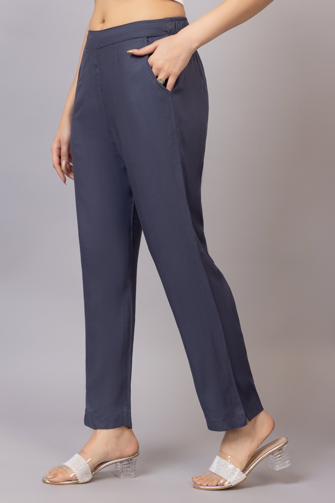Dark grey rayon pant [ 100% Rayon, Liva Certified ] - Rayon pants