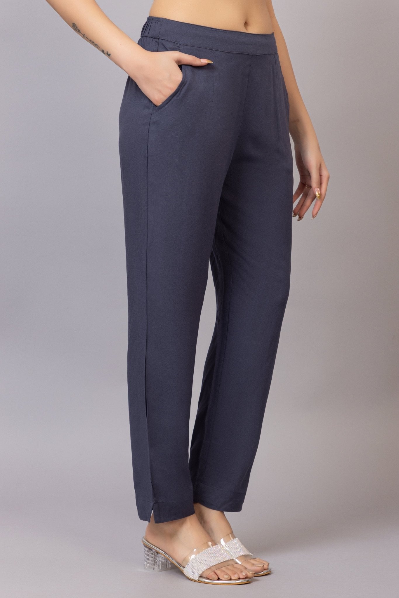 Dark grey rayon pant [ 100% Rayon, Liva Certified ] - Rayon pants