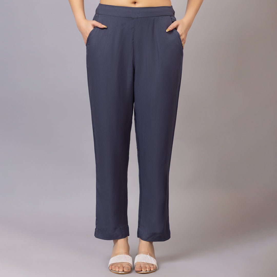 Dark grey rayon pant [ 100% Rayon, Liva Certified ] - Rayon pants