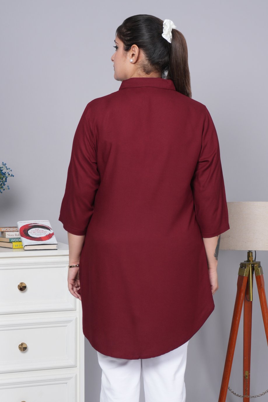 Dark maroon rayon flare top [ 100% Rayon, Liva Certified ] - Rayon flare top