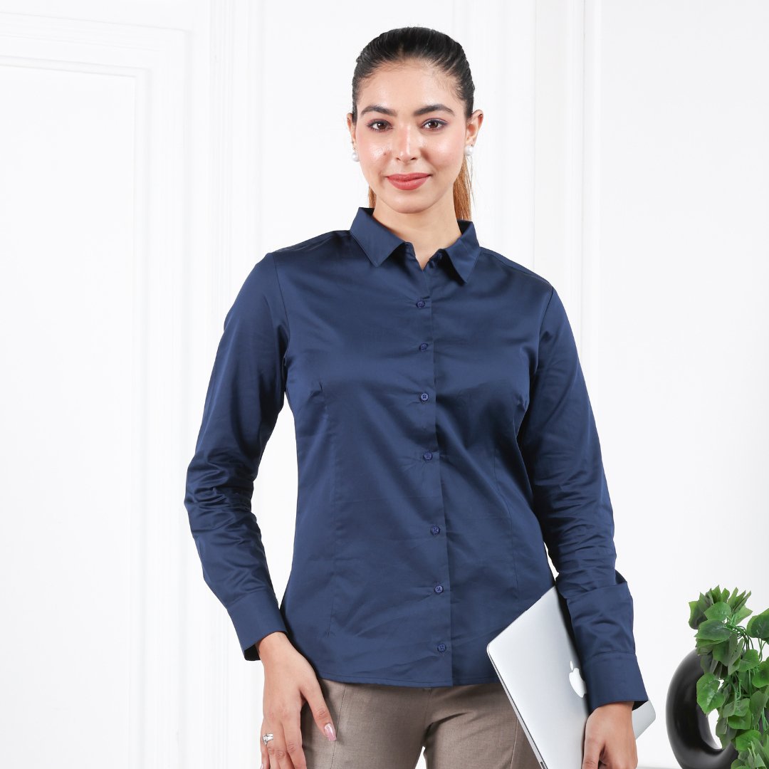 Dark Navy Cotton Shirt - Cotton shirt