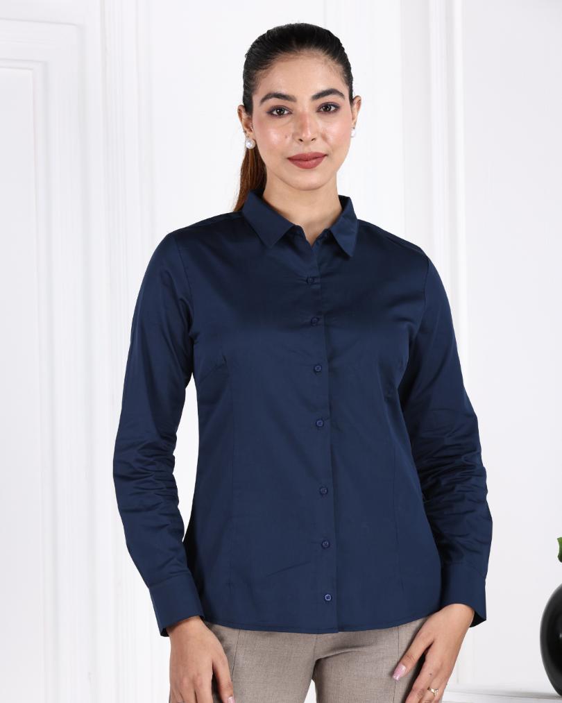 Dark Navy Cotton Shirt - Cotton shirt