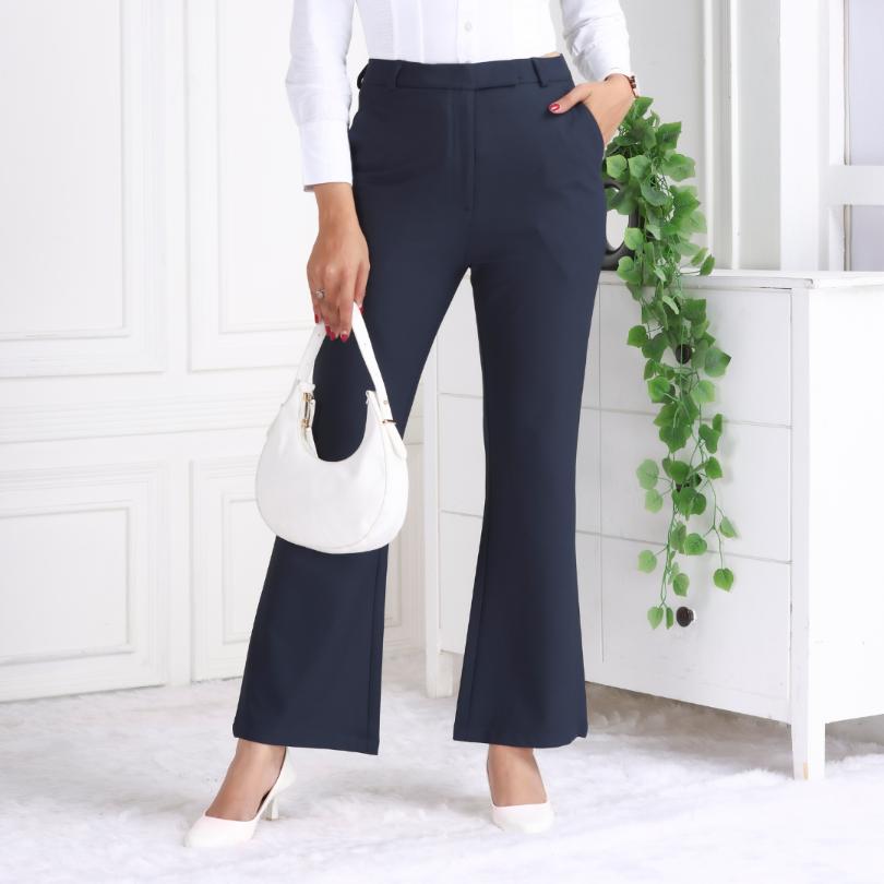 Dark navy formal flare pants with spandex [Bootcut flare] - Formal flare pants