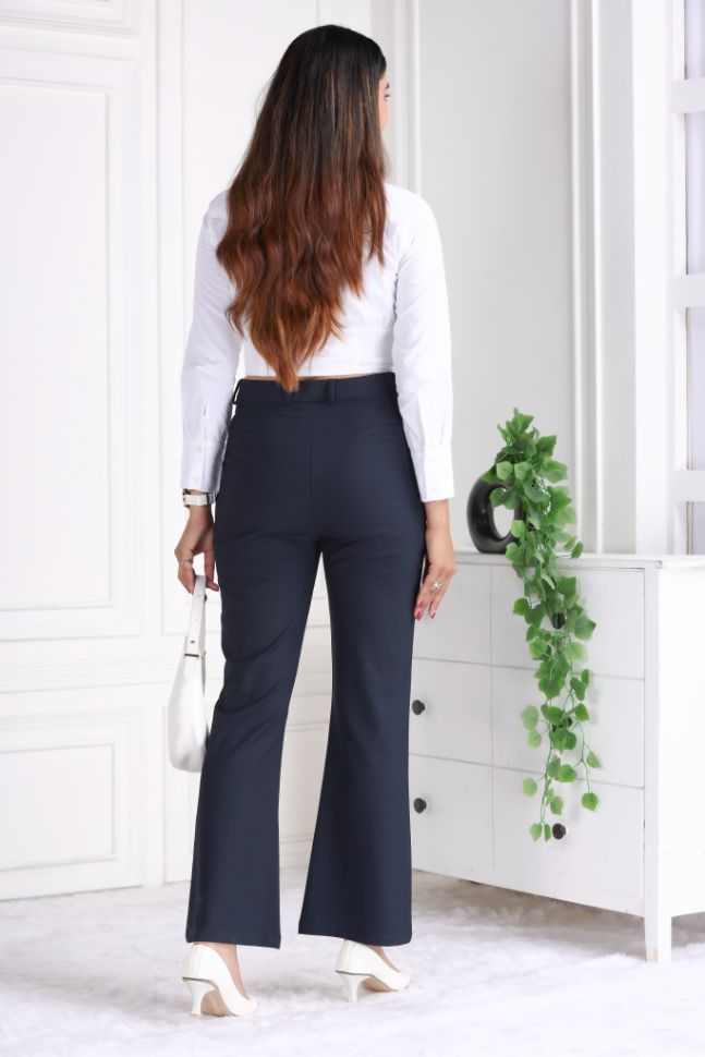 Dark navy formal flare pants with spandex [Bootcut flare] - Formal flare pants