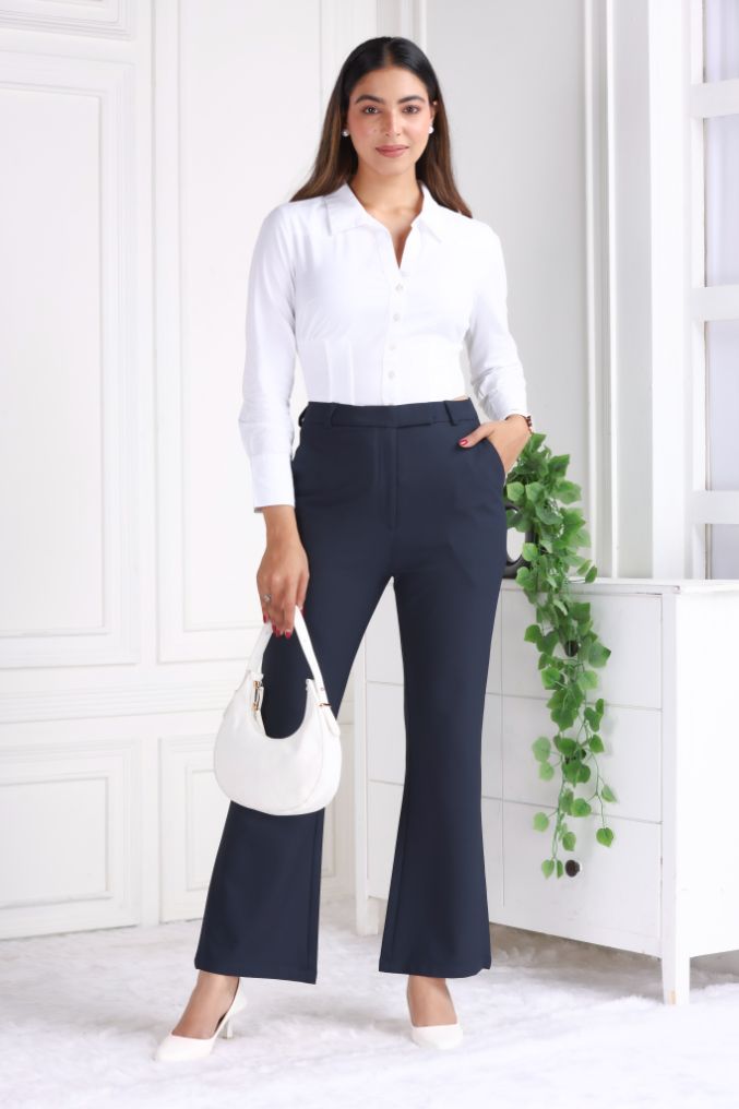 Dark navy formal flare pants with spandex [Bootcut flare] - Formal flare pants