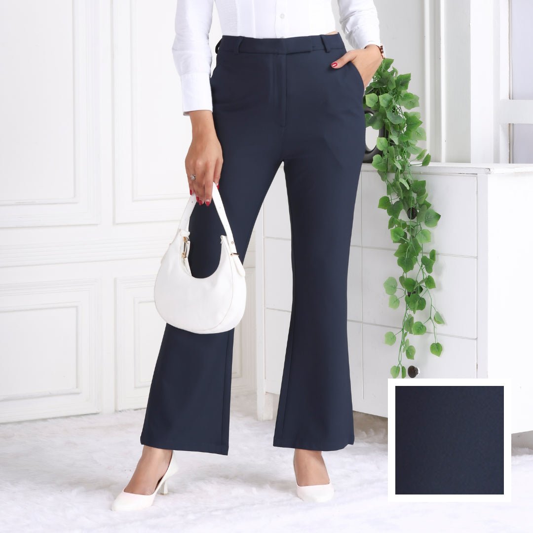Dark navy high waist formal flare pants with spandex [Bootcut flare] - Formal flare pants