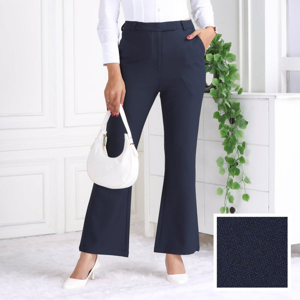 Dark navy high waist formal flare pants with spandex [Bootcut flare] - Formal flare pants