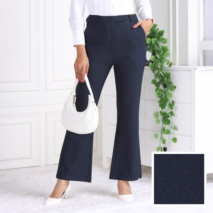 Dark navy high waist formal flare pants with spandex [Bootcut flare] - Formal flare pants