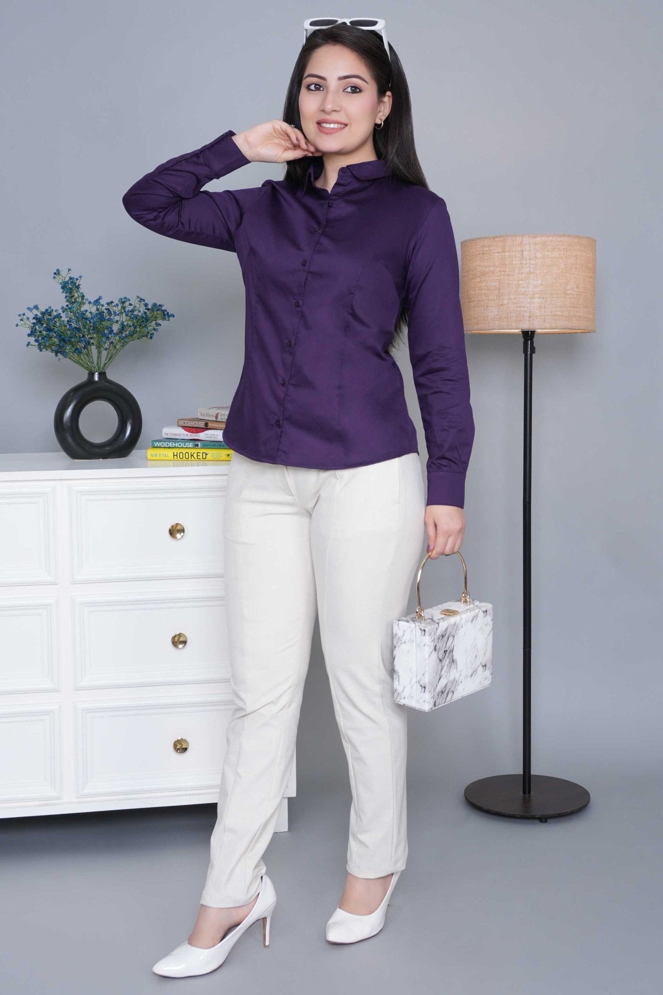 Dark purple cotton shirt - Cotton shirt