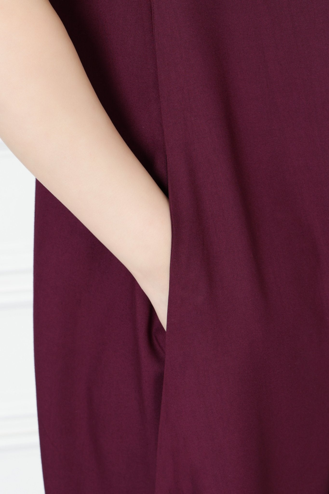 Dark purple rayon flare dress with pocket [ Premium 100% Rayon, Liva Certified ] - Rayon flare dress with pocket
